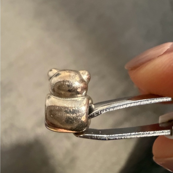 Genuine Pandora Two Tone 14k 14ct Gold Silver Teddy My Bear Heart Charm Retired - Picture 3 of 4